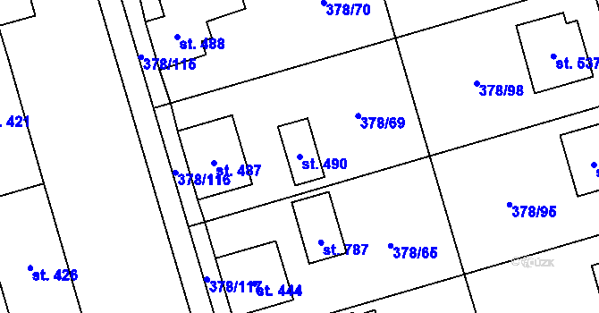 Parcela st. 490 v KÚ Habry, Katastrální mapa