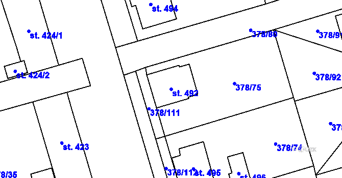 Parcela st. 492 v KÚ Habry, Katastrální mapa