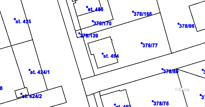 Parcela st. 494 v KÚ Habry, Katastrální mapa