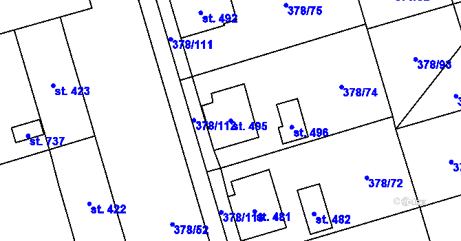 Parcela st. 495 v KÚ Habry, Katastrální mapa