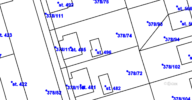 Parcela st. 496 v KÚ Habry, Katastrální mapa