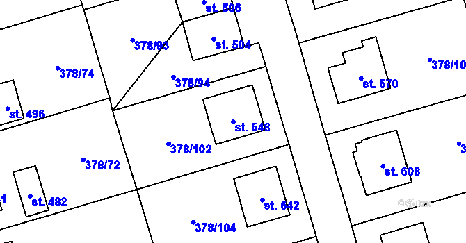 Parcela st. 548 v KÚ Habry, Katastrální mapa