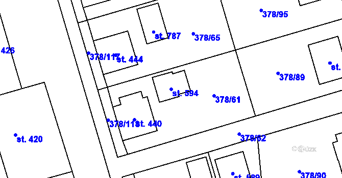 Parcela st. 594 v KÚ Habry, Katastrální mapa