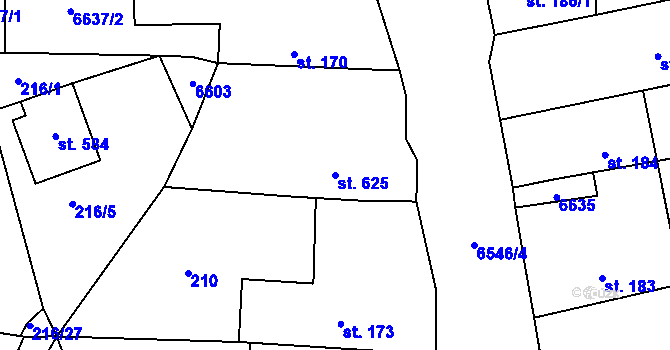 Parcela st. 625 v KÚ Habry, Katastrální mapa