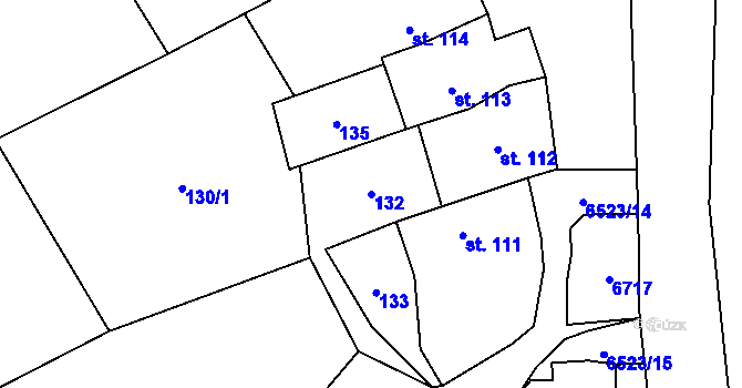 Parcela st. 132 v KÚ Habry, Katastrální mapa