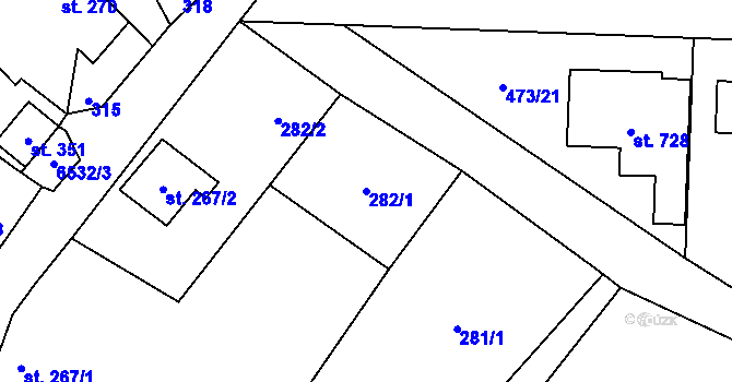 Parcela st. 282/1 v KÚ Habry, Katastrální mapa