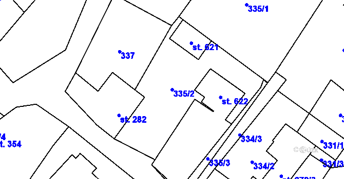 Parcela st. 335/2 v KÚ Habry, Katastrální mapa