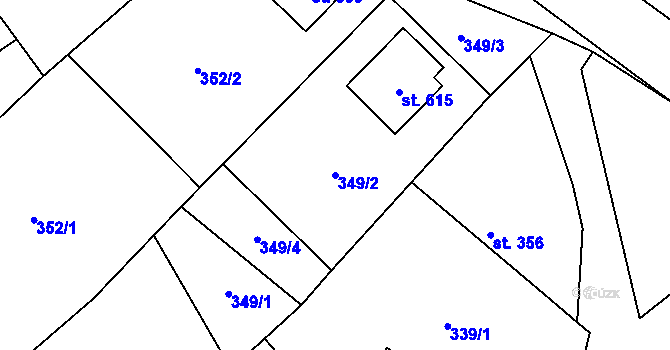 Parcela st. 349/2 v KÚ Habry, Katastrální mapa