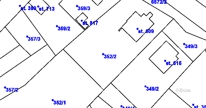 Parcela st. 352/2 v KÚ Habry, Katastrální mapa