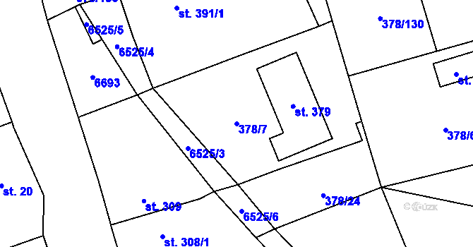 Parcela st. 378/7 v KÚ Habry, Katastrální mapa