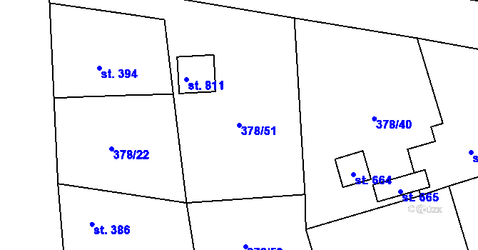 Parcela st. 378/51 v KÚ Habry, Katastrální mapa