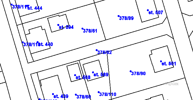 Parcela st. 378/62 v KÚ Habry, Katastrální mapa