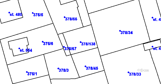 Parcela st. 378/138 v KÚ Habry, Katastrální mapa