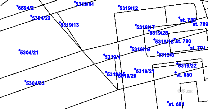 Parcela st. 5319/4 v KÚ Habry, Katastrální mapa