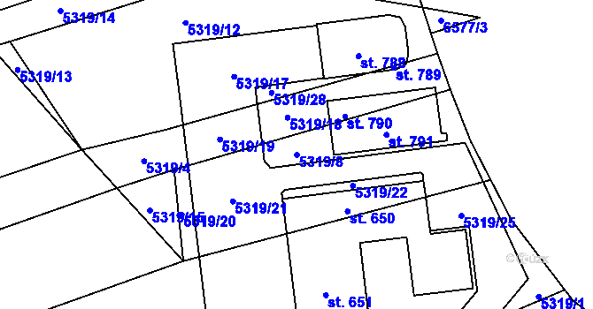 Parcela st. 5319/8 v KÚ Habry, Katastrální mapa