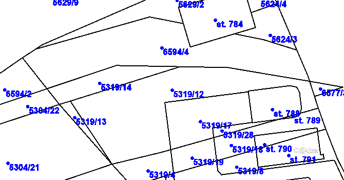 Parcela st. 5319/12 v KÚ Habry, Katastrální mapa