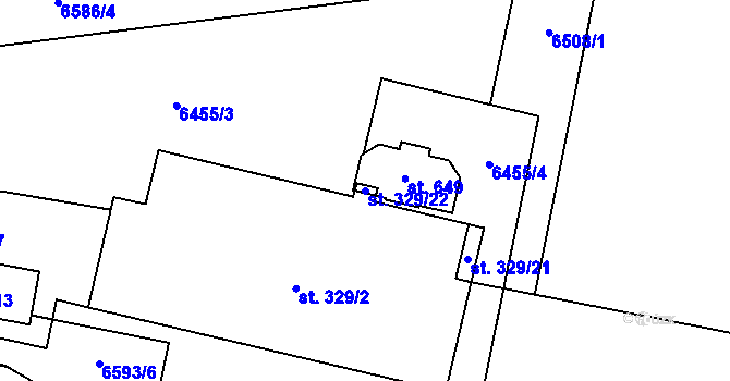 Parcela st. 329/22 v KÚ Habry, Katastrální mapa