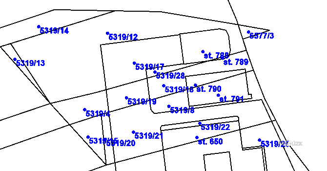 Parcela st. 5319/18 v KÚ Habry, Katastrální mapa