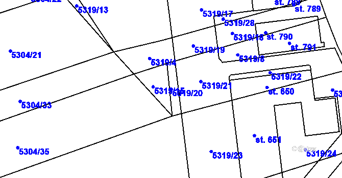 Parcela st. 5319/20 v KÚ Habry, Katastrální mapa