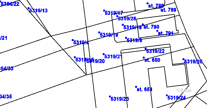 Parcela st. 5319/21 v KÚ Habry, Katastrální mapa
