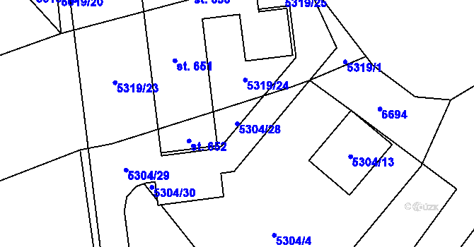 Parcela st. 5304/28 v KÚ Habry, Katastrální mapa