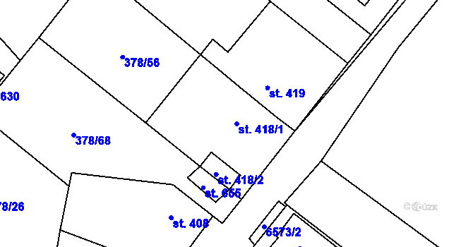 Parcela st. 418/1 v KÚ Habry, Katastrální mapa