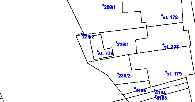 Parcela st. 738 v KÚ Habry, Katastrální mapa