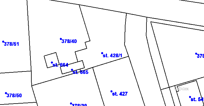 Parcela st. 428/1 v KÚ Habry, Katastrální mapa