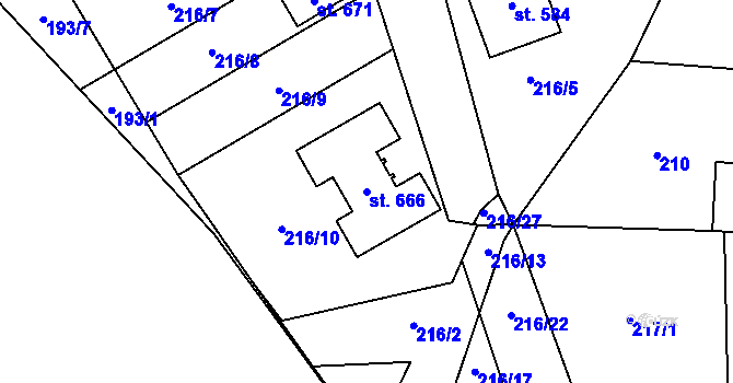 Parcela st. 666 v KÚ Habry, Katastrální mapa