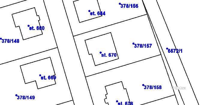 Parcela st. 670 v KÚ Habry, Katastrální mapa