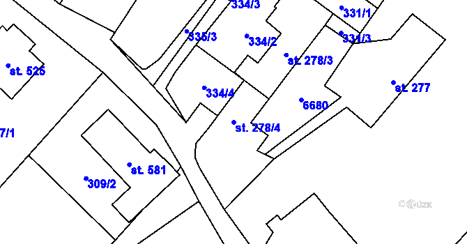 Parcela st. 278/4 v KÚ Habry, Katastrální mapa