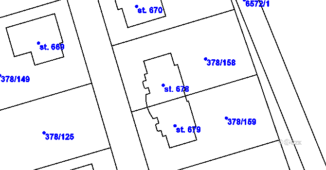 Parcela st. 678 v KÚ Habry, Katastrální mapa