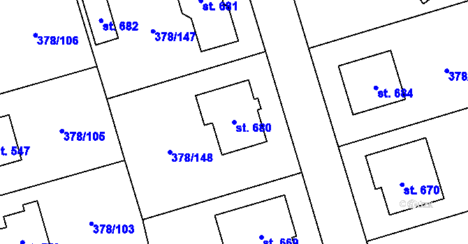 Parcela st. 680 v KÚ Habry, Katastrální mapa