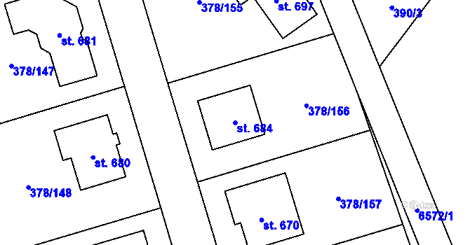 Parcela st. 684 v KÚ Habry, Katastrální mapa