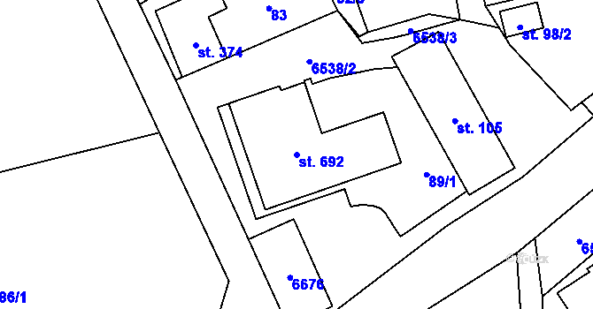 Parcela st. 692 v KÚ Habry, Katastrální mapa