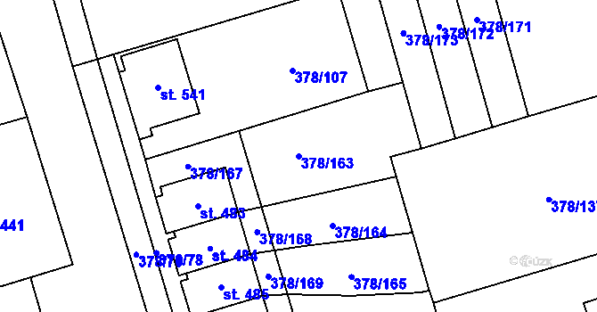 Parcela st. 378/163 v KÚ Habry, Katastrální mapa