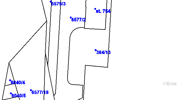 Parcela st. 384/13 v KÚ Habry, Katastrální mapa