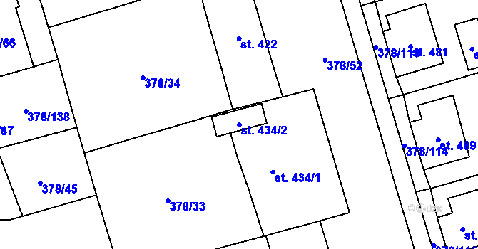 Parcela st. 434/2 v KÚ Habry, Katastrální mapa