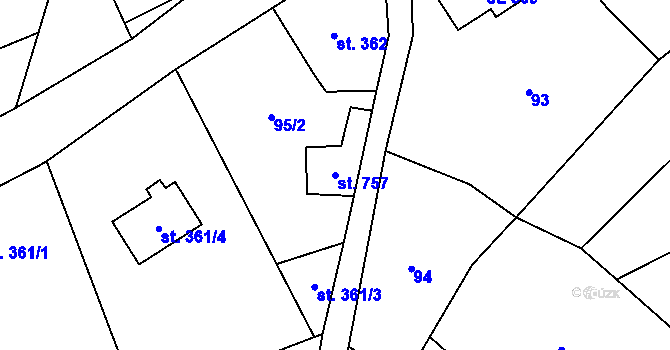 Parcela st. 757 v KÚ Habry, Katastrální mapa