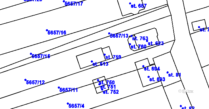 Parcela st. 759 v KÚ Habry, Katastrální mapa