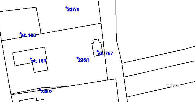 Parcela st. 767 v KÚ Habry, Katastrální mapa