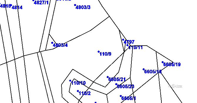 Parcela st. 110/9 v KÚ Habry, Katastrální mapa