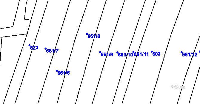 Parcela st. 661/9 v KÚ Habry, Katastrální mapa