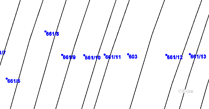 Parcela st. 661/11 v KÚ Habry, Katastrální mapa
