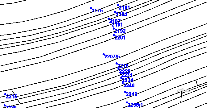 Parcela st. 2207/5 v KÚ Habry, Katastrální mapa