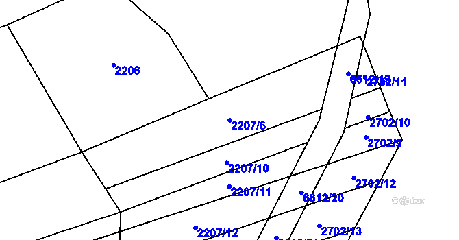 Parcela st. 2207/6 v KÚ Habry, Katastrální mapa