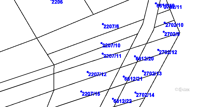 Parcela st. 2207/11 v KÚ Habry, Katastrální mapa