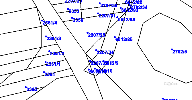 Parcela st. 2207/34 v KÚ Habry, Katastrální mapa
