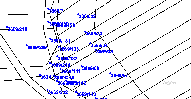 Parcela st. 3669/35 v KÚ Habry, Katastrální mapa