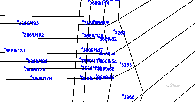 Parcela st. 3669/53 v KÚ Habry, Katastrální mapa